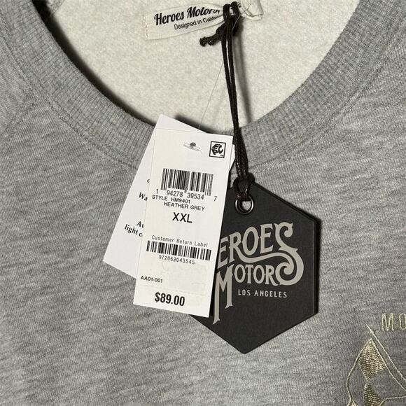 Heroes Motors Men's 2XL Embroidered Crewneck Sweatshirt Heather Grey Graphic - Picture 4 of 4